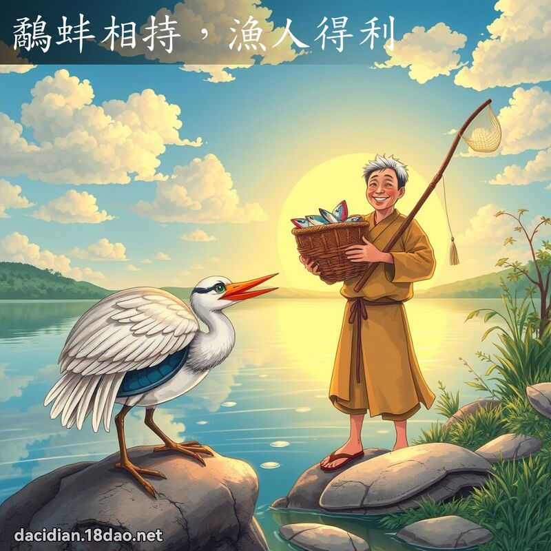 鷸蚌相持，渔人得利 - 国语大辞典配图
