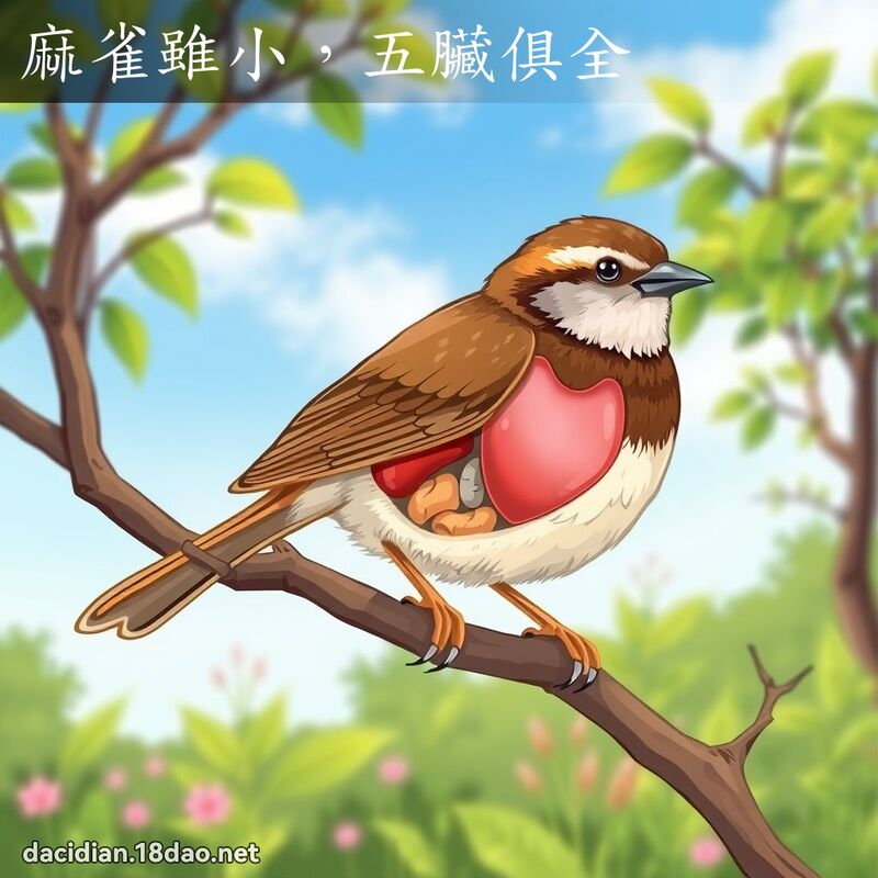 麻雀雖小，五臟俱全 - 國語大辭典配圖