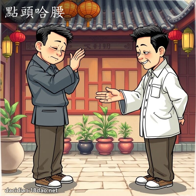 点头哈腰 - 国语大辞典配图