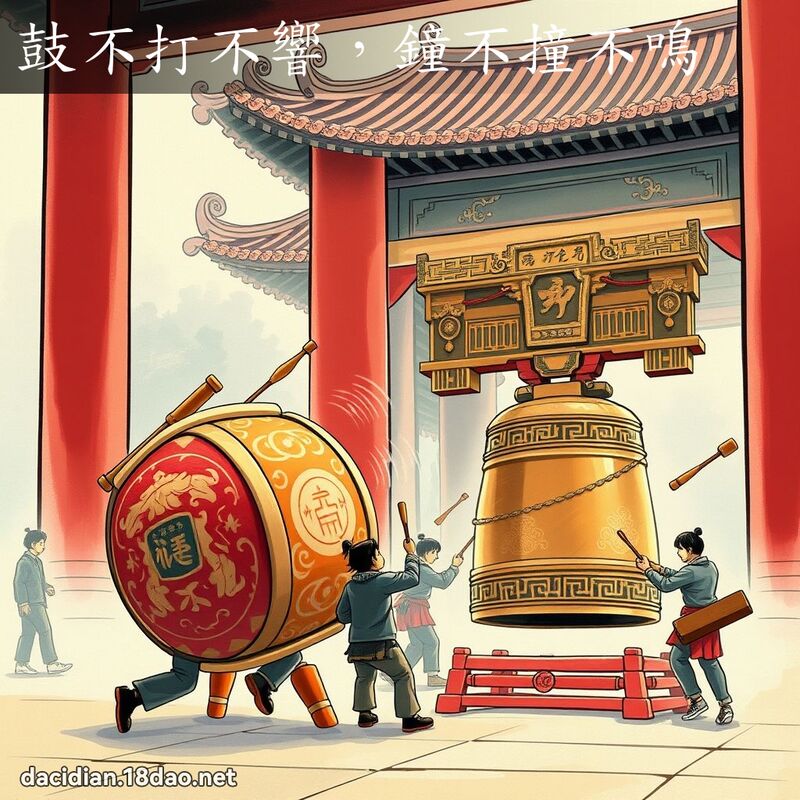 鼓不打不響，鐘不撞不鳴 - 國語大辭典配圖