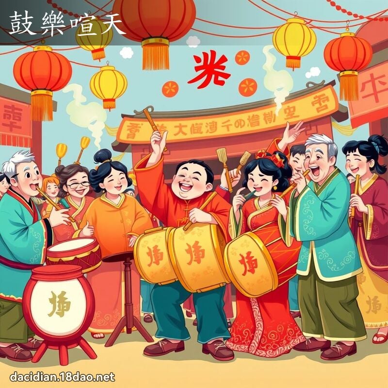 鼓樂喧天 - 國語大辭典配圖