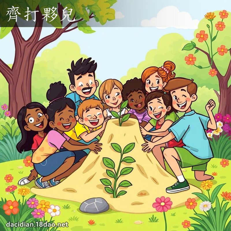 齊打夥兒 - 國語大辭典配圖