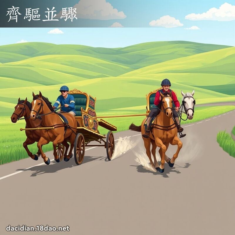 齊驅並驟 - 國語大辭典配圖
