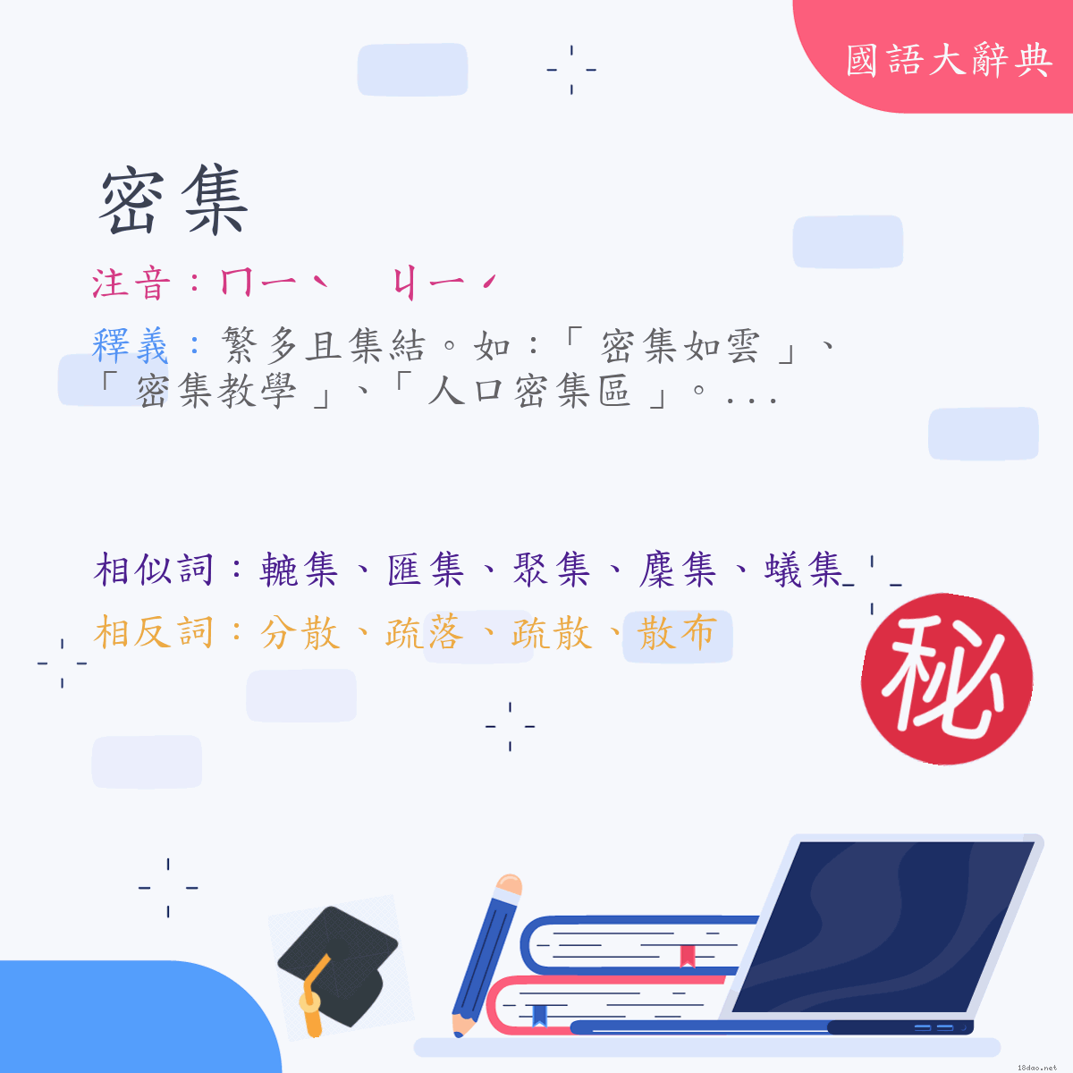詞語:密集 (注音:ㄇㄧˋ　ㄐㄧˊ)