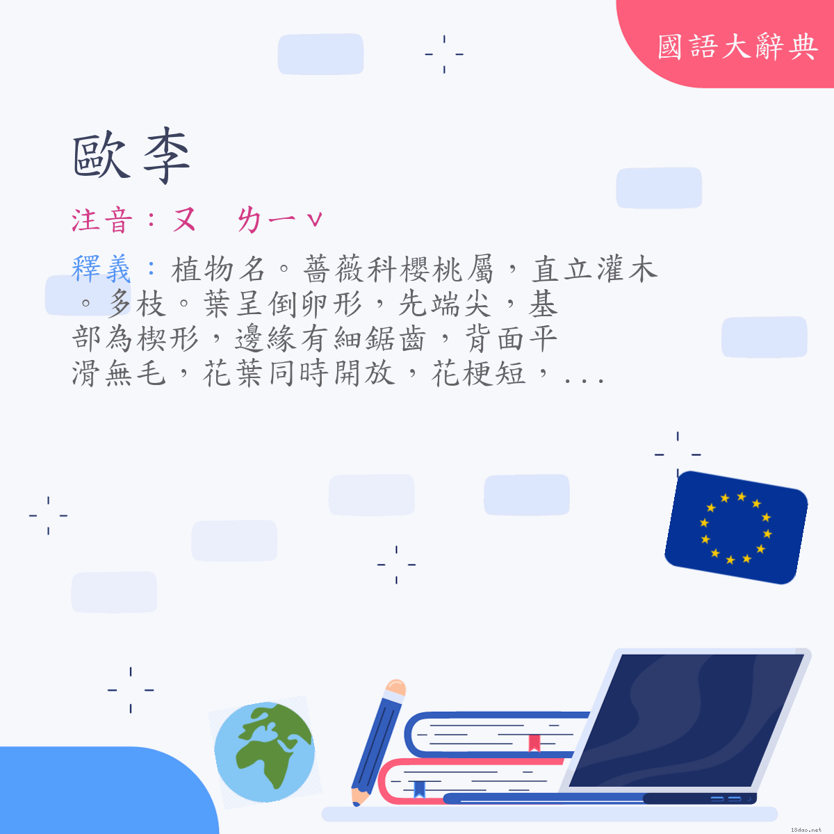 詞語:歐李 (注音:ㄡ　ㄌㄧˇ)