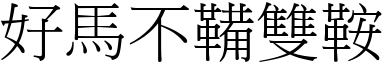 好馬不鞴雙鞍 (宋體矢量字庫)