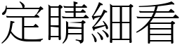 定睛細看 (宋體矢量字庫)