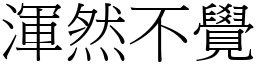 渾然不覺 (宋體矢量字庫)