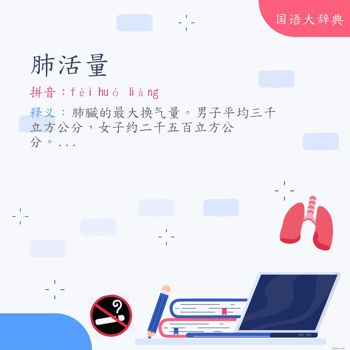 词语:肺活量 (注音:ㄈㄟˋ　ㄏㄨㄛˊ　ㄌㄧㄤˋ)