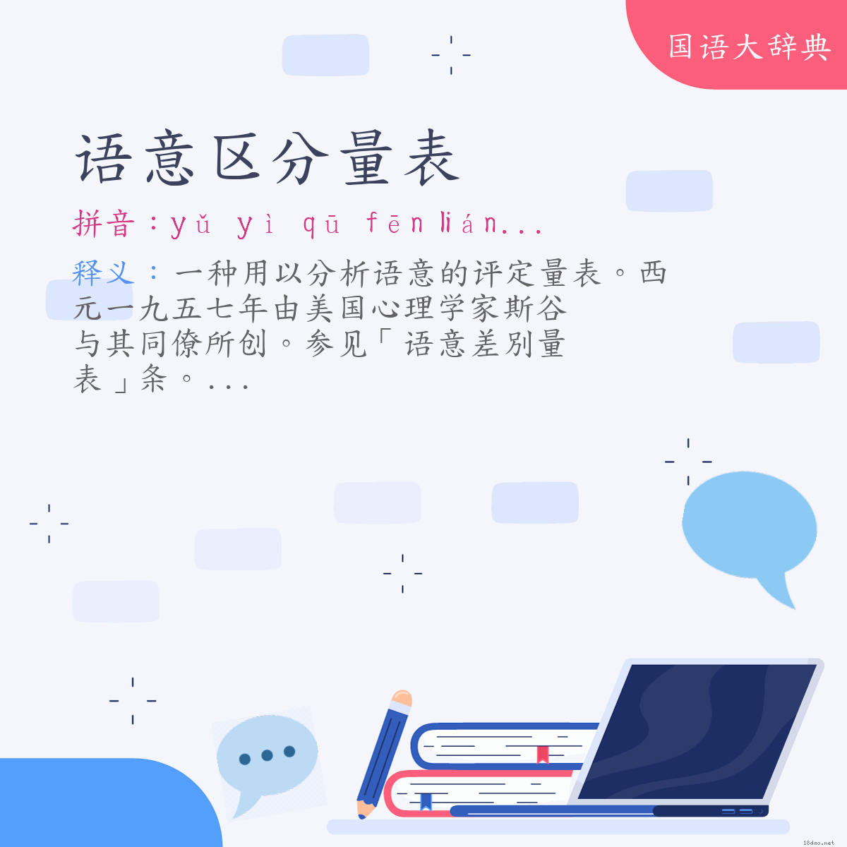 词语:语意区分量表 (注音:ㄩˇ　ㄧˋ　ㄑㄩ　ㄈㄣ　ㄌㄧㄤˊ　ㄅㄧㄠˇ)